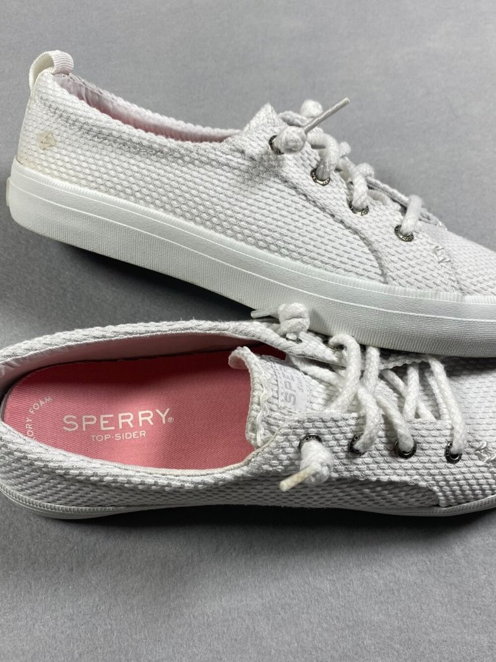 Sperry Crest Vibe Textured White Memory Foam Comfort Sneakers Womens Size 7
